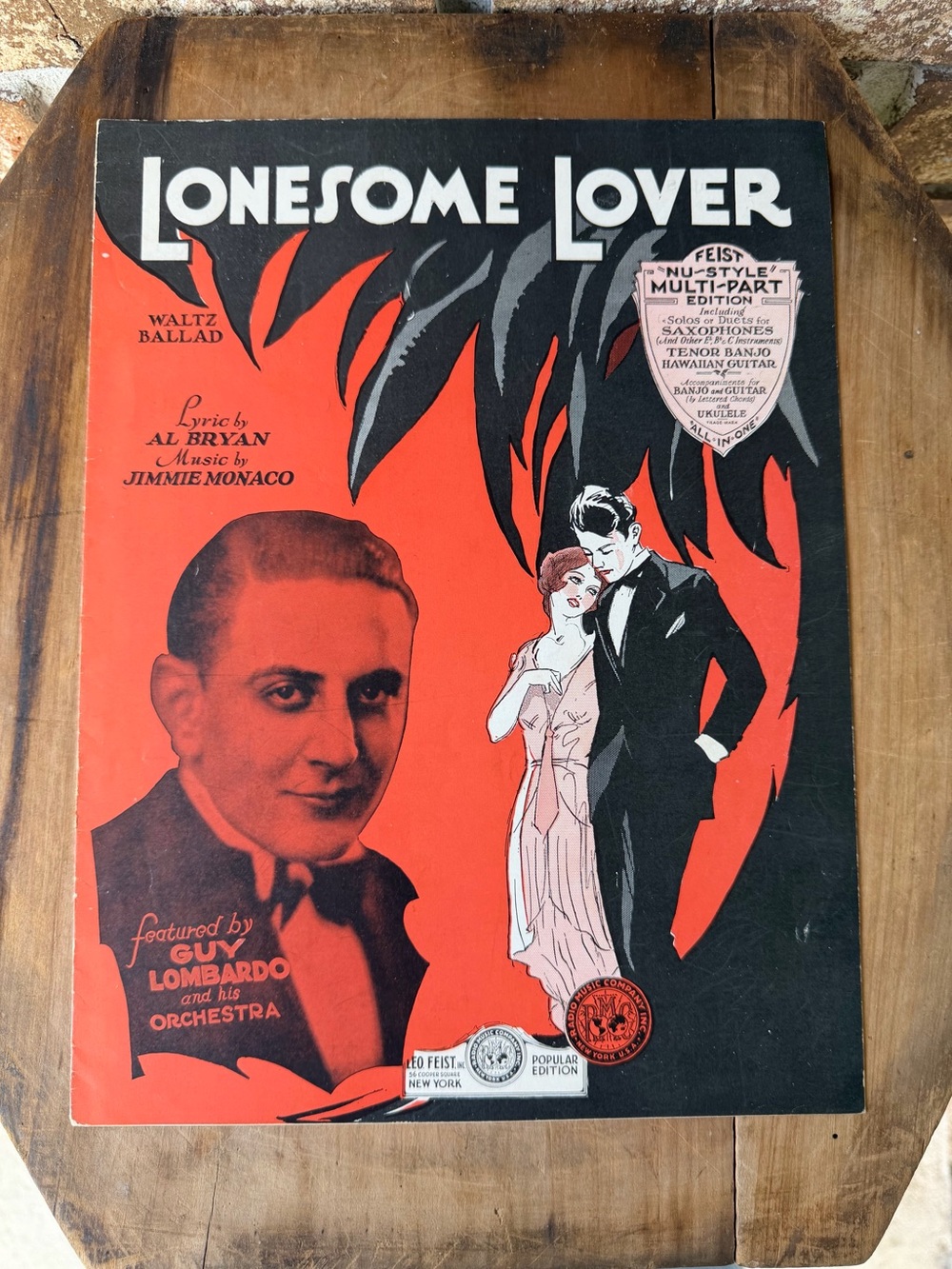 Lonesome Lover Sheet Music Guy Lombardo 1930 Beautiful Condition!